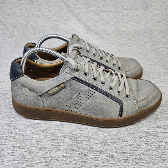 Mephisto Harrison Mens Nubuck Leather Sneaker Shoe Light Grey Casual Comfort 9 - Picture 1 of 15